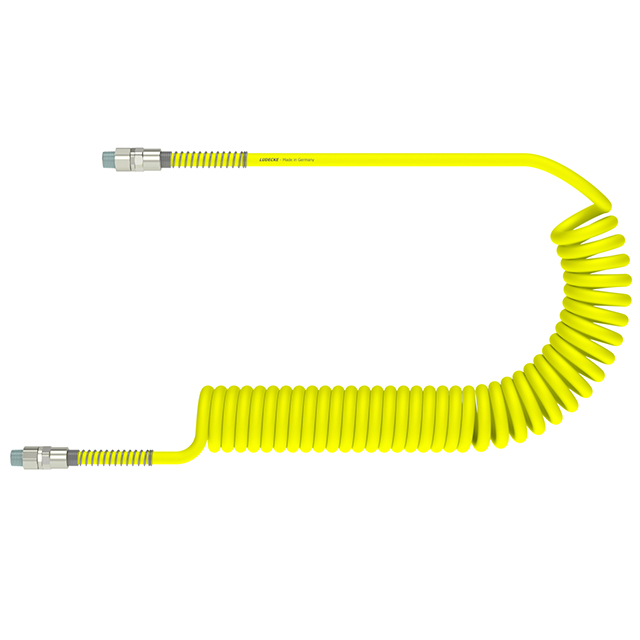 ArtPUG-11166-DVS PU-SPIRALSCHLAUCH,GELB,11X16 6M AL, 2 X R1/2"AG DREHBAR