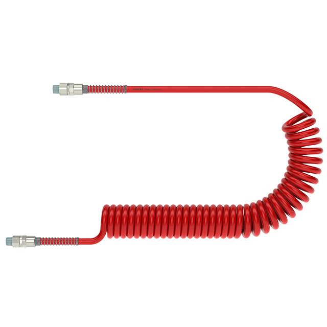 ArtPUR-11166-DVS PU-SPIRALSCHLAUCH,ROT,11X16 6M AL, 2 X R1/2"AG DREHBAR